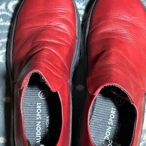 Giraudon Sport New York Casual Red and Black Slip-On Loafers with Elastic Panels